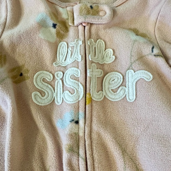 Carter's Pink Floral Little Sister Footie, Size 6M - Picture 3 of 5